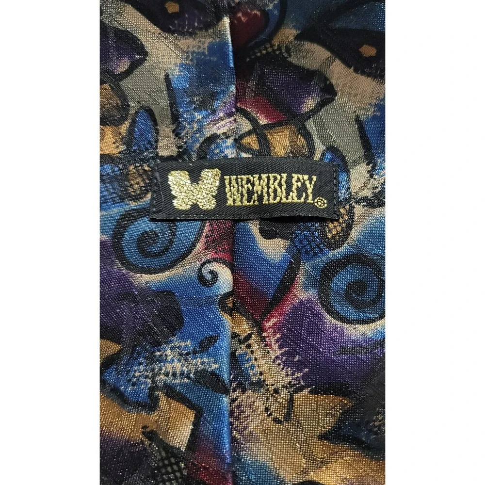 Wembley Purple Red Gold Blue Men's Wide Faux Eyes &‎ Swirls Neck Tie